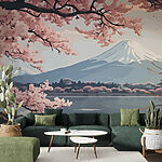 Fototapety Hora s ružovými kvetmi