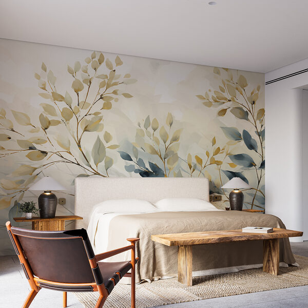 Wall murals Painting of leaves and branches Fototapety Wall murals Painting of leaves and branches