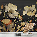 Fototapety Wall murals Elegant blossoms on dark backdrop.
