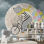 Fototapety Wall murals Bear riding a bicycle with balloons