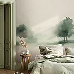 Fototapety Wall murals Group of trees in a foggy landscape