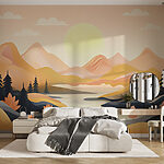 Fototapety Wall murals River running through a valley