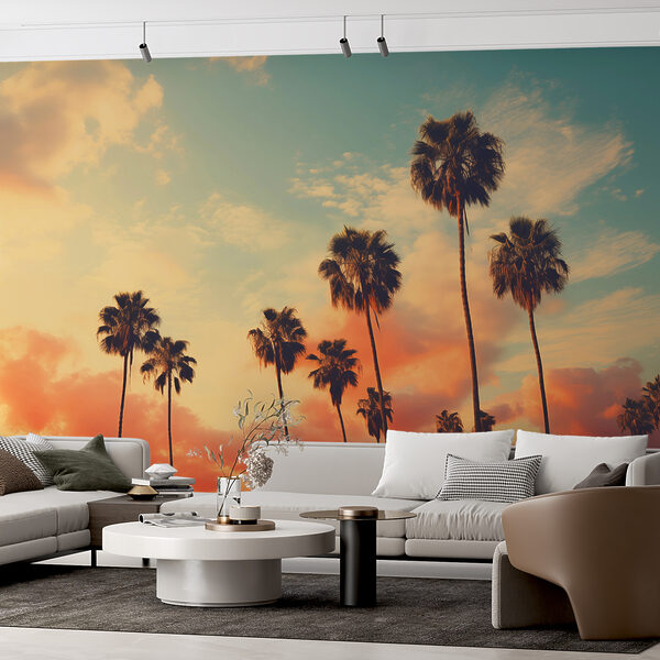 Fototapety Skupina paliem na pozadí západu slnka