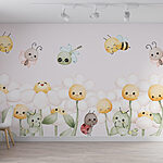 Fototapety Skupina kreslených chrobákov a kvetov