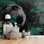 Fototapety Futbalová lopta na zelenom a čiernom pozadí