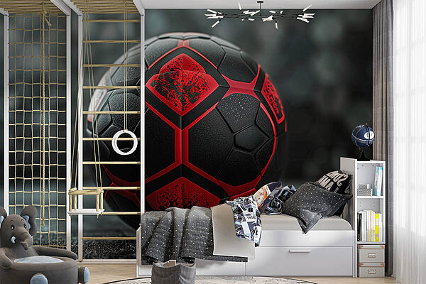 Čierno-červená futbalová lopta Fototapety Čierno-červená futbalová lopta
