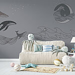 Fototapety Kresba veľryby na sivom pozadí