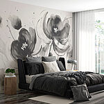 Fototapety Maľba kvetov na bielom povrchu