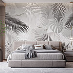 Fototapety Sivé a biele pozadie s listami