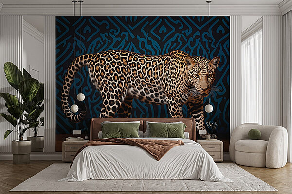 Leopard stojaci na drevenej podlahe Fototapety Leopard stojaci na drevenej podlahe