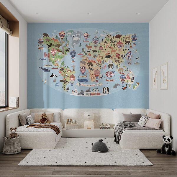 Mapa sveta so zvieratami Fototapety Mapa sveta so zvieratami
