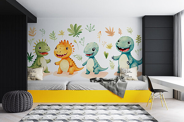 Skupina kreslených dinosaurov Fototapety Skupina kreslených dinosaurov