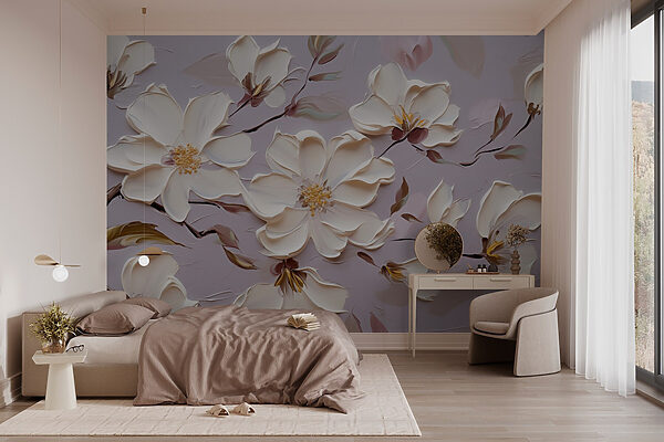 Fototapety Maľba bielych kvetov