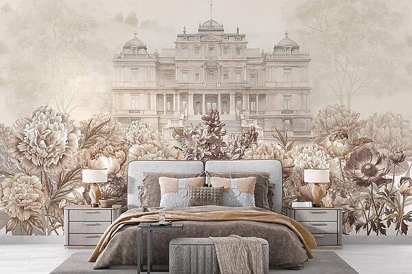 Fototapety Fototapety Veľká biela budova s kvetmi (Katalógové číslo: w03552)