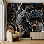 Fototapety Elegantné tropické listy na tmavom pozadí