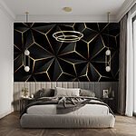 Fototapety Abstraktný čierno-jantárový geometrický dizajn