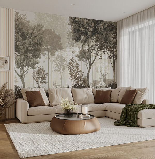 Fototapety Jelene elegantne stoja v hmlistom lese