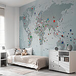Fototapety Mapa Austrálie s vlajkami