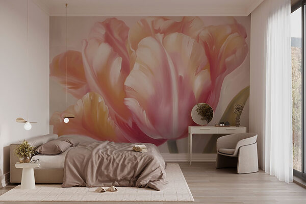Krásny tulipán v jemných farbách Fototapety Krásny tulipán v jemných farbách