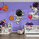 Fototapety Karikatúra astronautov vo vesmíre