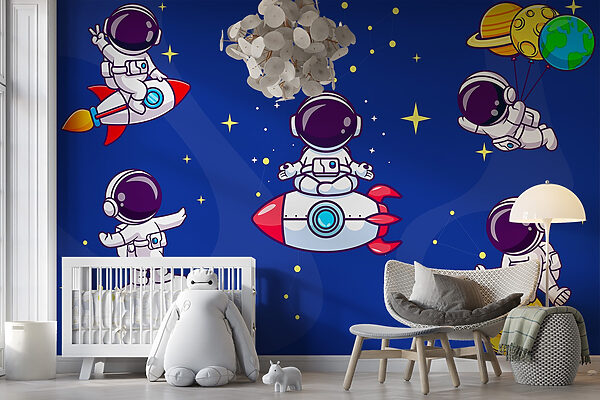 Kreslený astronaut vo vesmíre Fototapety Kreslený astronaut vo vesmíre