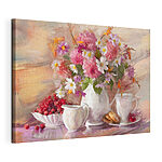 Obraz Kvety, čaj a bobule potešia