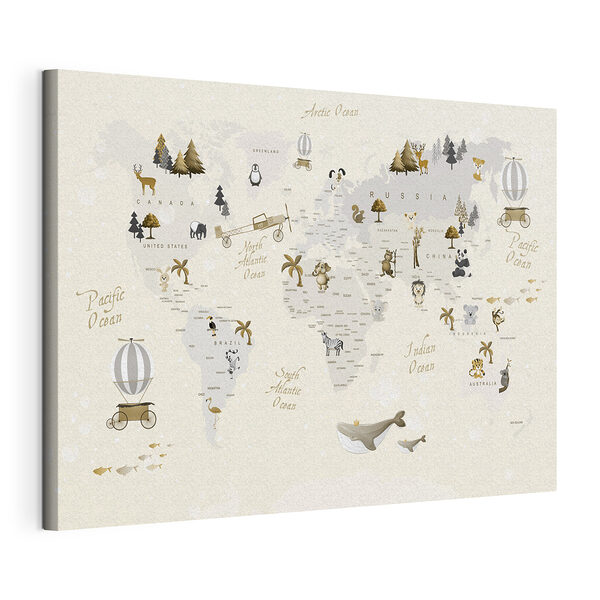 Obraz Mapa sveta so zvieratami (Katalógové číslo: s31798) Obraz Obraz Mapa sveta so zvieratami (Katalógové číslo: s31798)