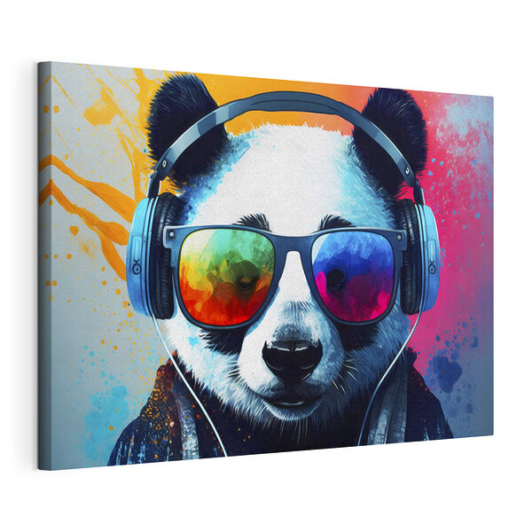 Panda so slúchadlami a slnečnými okuliarmi Obraz Panda so slúchadlami a slnečnými okuliarmi