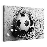 Obraz Futbalová lopta prerážajúca stenu