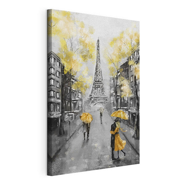 Parížske ulice pod žltými dáždnikmi Obraz Parížske ulice pod žltými dáždnikmi