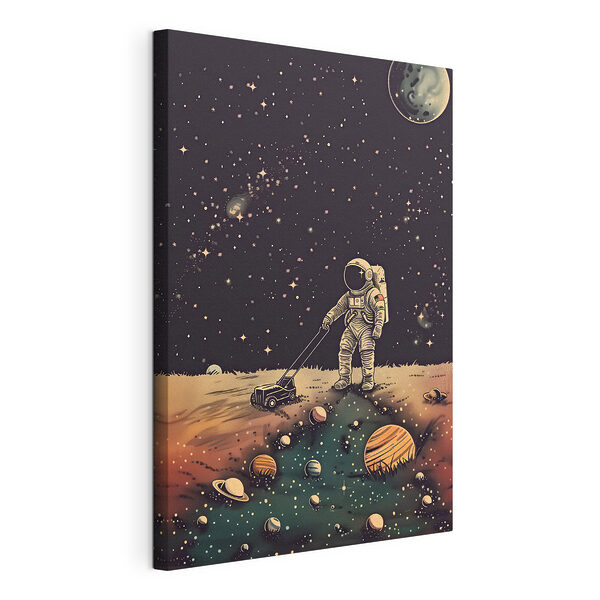 Obraz Obraz Astronaut, ktorý v noci kosí vesmírny trávnik (Katalógové číslo: s38637)