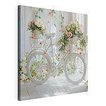 Obraz Biely bicykel s kvetinami