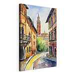 Obraz Canvas print Watercolor of a street with buildings and trees
