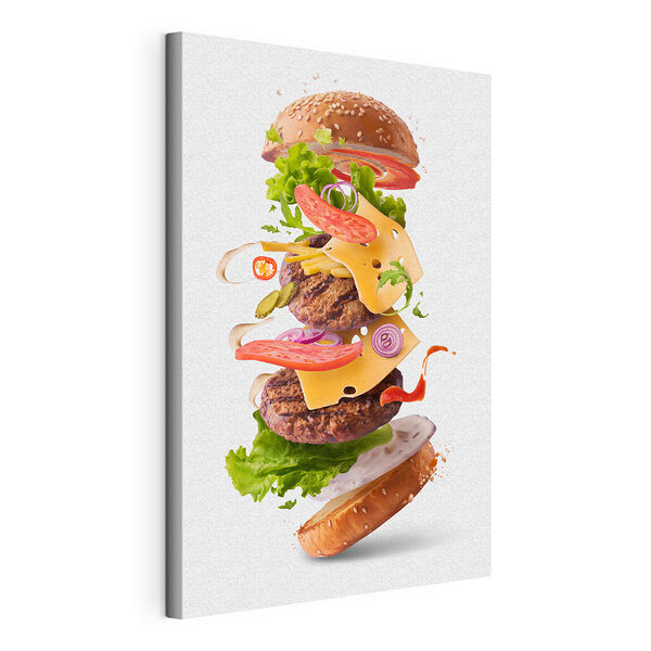 Obraz Rozobratý burger odhaľuje chutné vrstvy