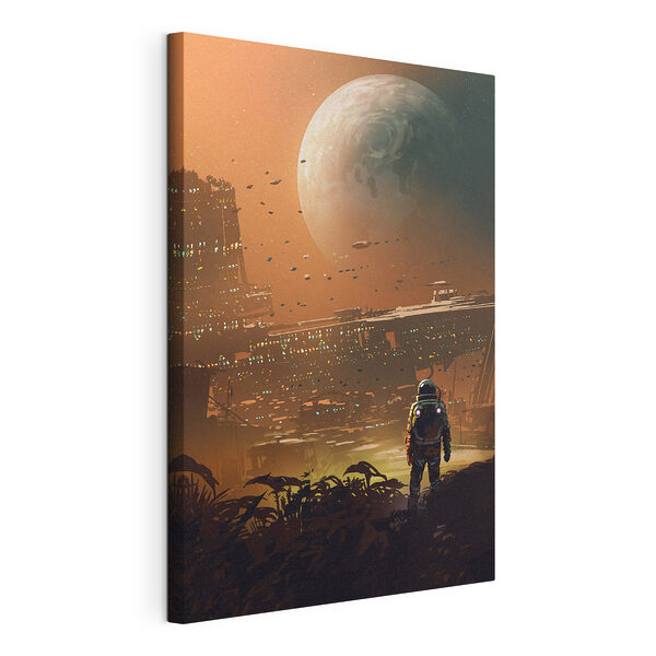 Obraz Obraz Astronaut skúma futuristickú mimozemskú krajinu (Katalógové číslo: s37083)