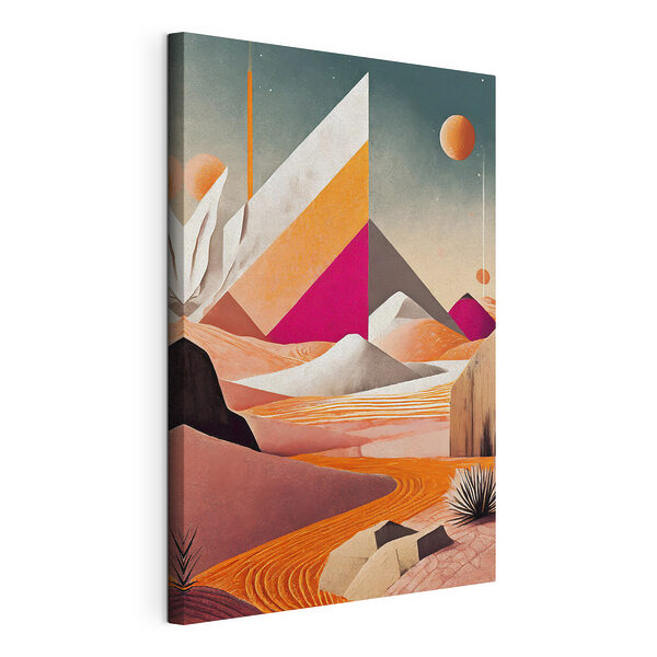 Obraz Obraz Surrealistická krajina s geometrickými tvarmi (Katalógové číslo: s37366)