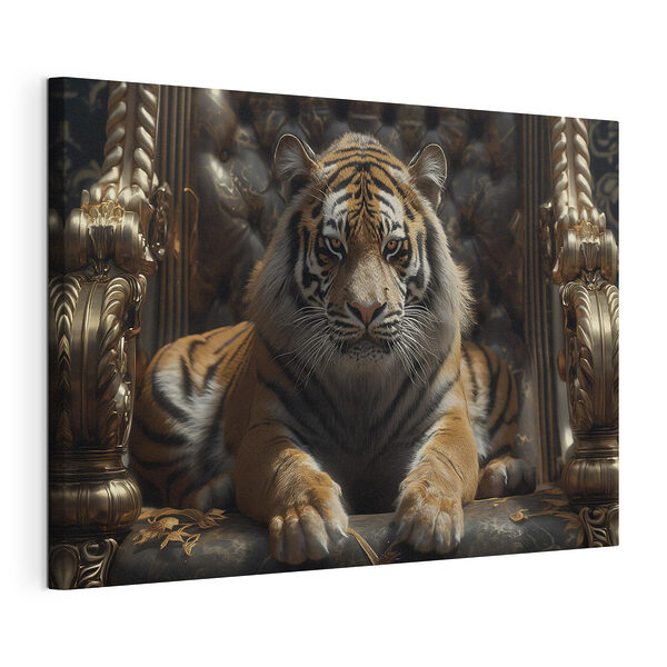 Obraz Majestátny tiger oddychujúci na zdobenom tróne