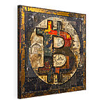 Obraz Koláž symbolov bitcoinu s textúrami
