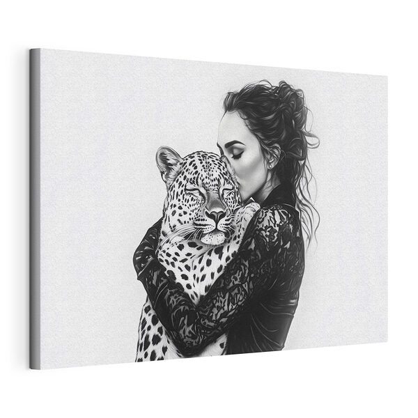 Obraz Žena objímajúca leoparda