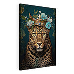 Obraz Leopard s korunou a kvetmi