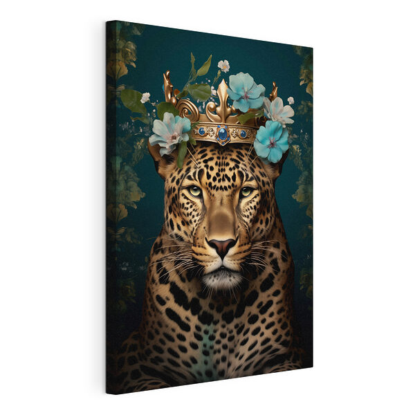 Leopard s korunou a kvetmi Obraz Leopard s korunou a kvetmi