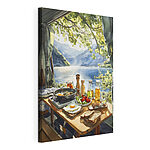 Obraz Stôl s jedlom a nápojmi pri jazere