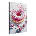 Obraz Donut s ružovou polevou a práškovým cukrom