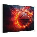 Obraz Basketbalová lopta v plameňoch na čiernom pozadí