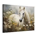 Obraz Biely kôň na lúke plnej kvetov
