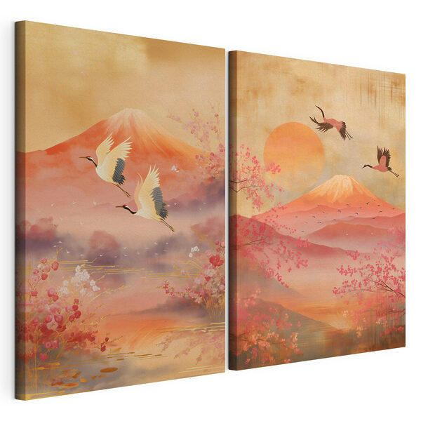 Dva obrázky hory a jazera Modulárna tlač na plátno Dva obrázky hory a jazera