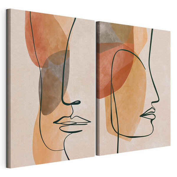 Modulárna tlač na plátno Abstraktné tváre v jemných farbách